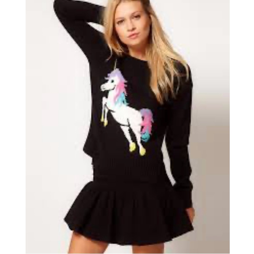 RARE WOMENS  ASOS UNICORN SWEATER TOP ACRYLIC PULLOVER LONG SLEEVE NWT  Sz 6